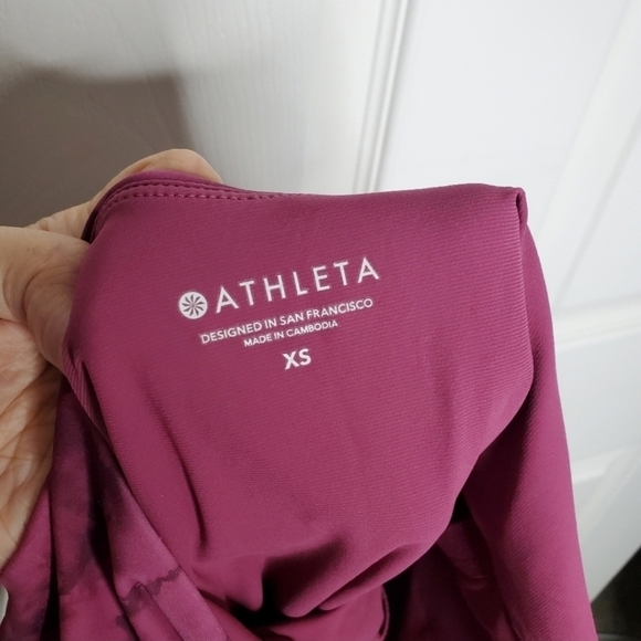 Athleta Maldives Purple Plum Tie Dye Printed Cut Out One Piece Swimsuit - Picture 8 of 9